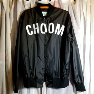 NWOT Large Black Snap front Windbreaker